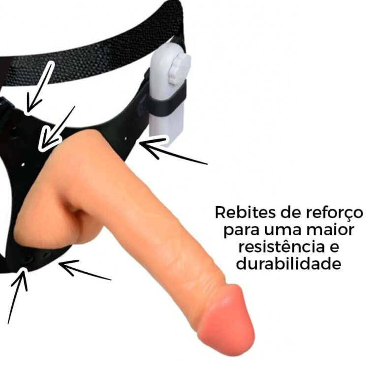 Cinta Peniana Grande 17,5cm x 4cm com Pênis, Escroto e Vibro Bege - Imagem 11