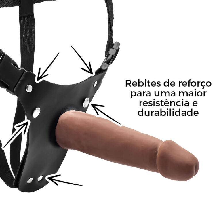 Cinta Peniana Realista Cyberskin 17,5cm x 3,5cm Marrom - Imagem 11