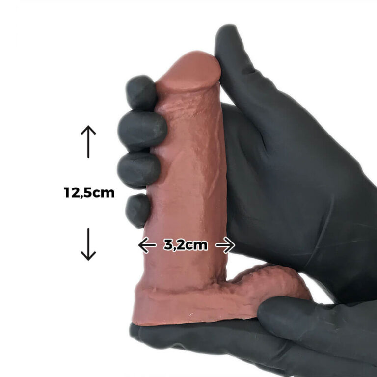 Pênis Pequeno 12,5cm x 3,2cm Marrom com Escroto - Imagem 3