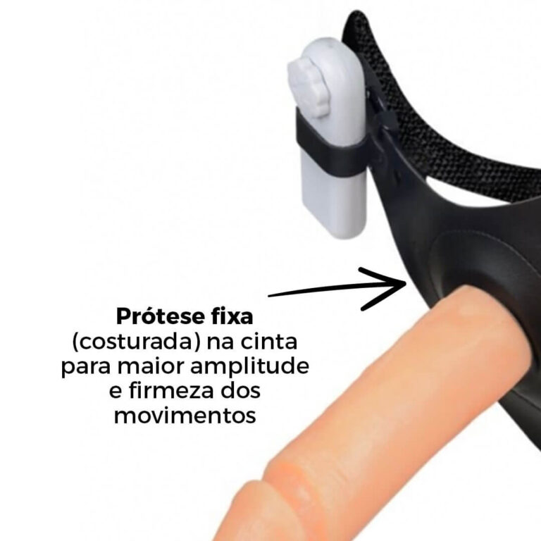 Cinta Peniana Média 15cm x 4,5cm com Pênis e Vibro Bege - Imagem 10