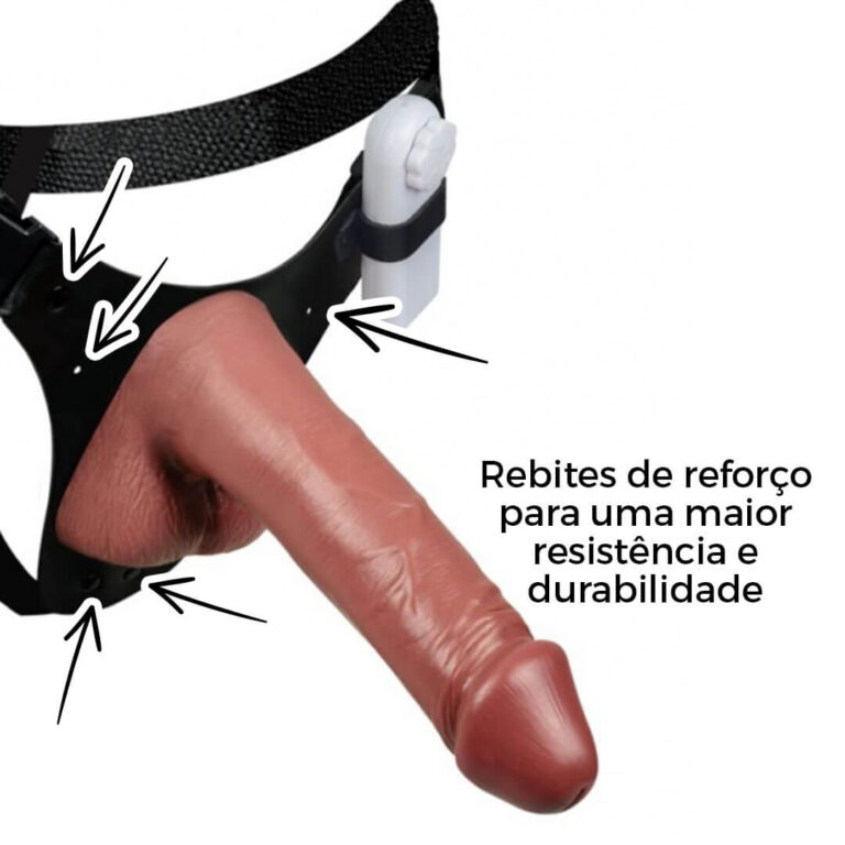 Cinta Peniana Grande 17,5cm x 4cm com Pênis, Escroto e Vibro Marrom - Imagem 12