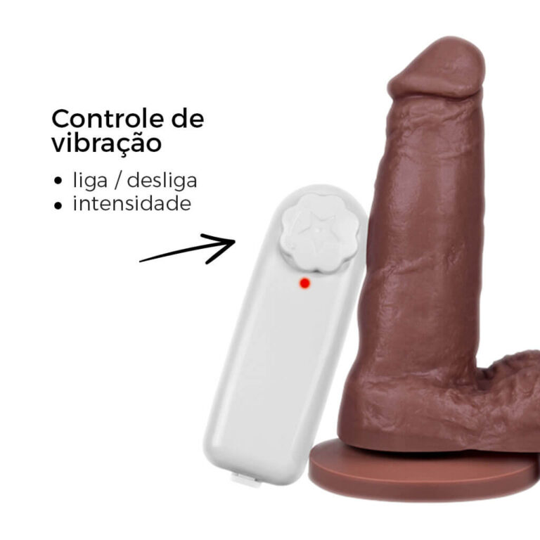 Pênis Pequeno 12,5cm x 3,2cm Marrom com Escroto, Ventosa e Vibro - Imagem 14
