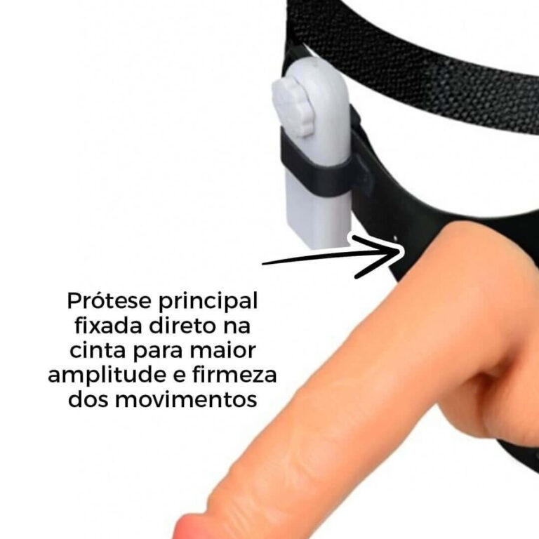Cinta Peniana Grande 17,5cm x 4cm com Pênis, Escroto e Vibro Bege - Imagem 12