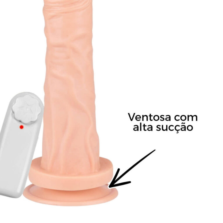Pênis Grande 19cm x 3,8cm Bege com Ventosa e Vibro - Imagem 10