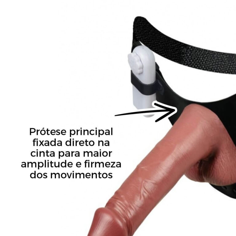 Cinta Peniana Grande 17,5cm x 4cm com Pênis, Escroto e Vibro Marrom - Imagem 11