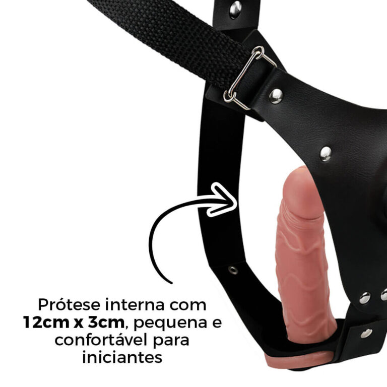 Cinta Peniana Dupla 2 Pênis de 12cm x 3cm Bege - Imagem 7