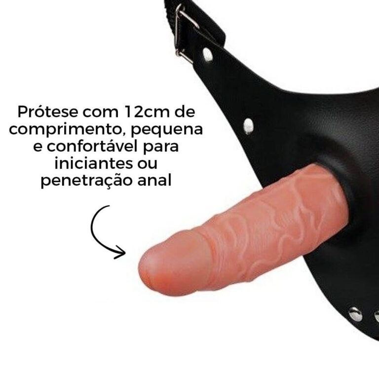 Cinta Peniana Pequena 12cm x 3cm com Pênis Bege - Imagem 6
