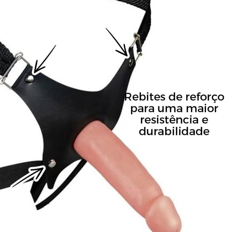 Cinta Peniana Para Dupla Penetração Na Mulher 14,8cm x 3,6cm com Pênis Bege - Imagem 13