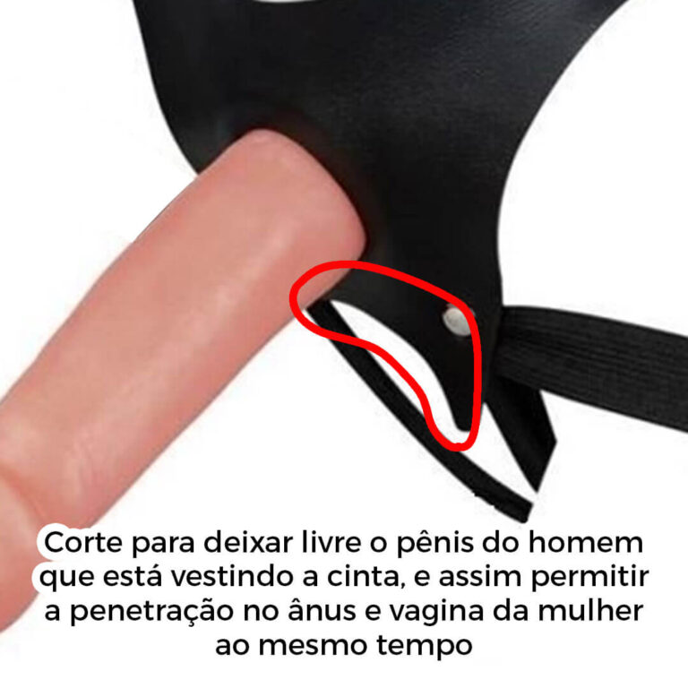 Cinta Peniana Para Dupla Penetração Na Mulher 14,8cm x 3,6cm com Pênis Bege - Imagem 9