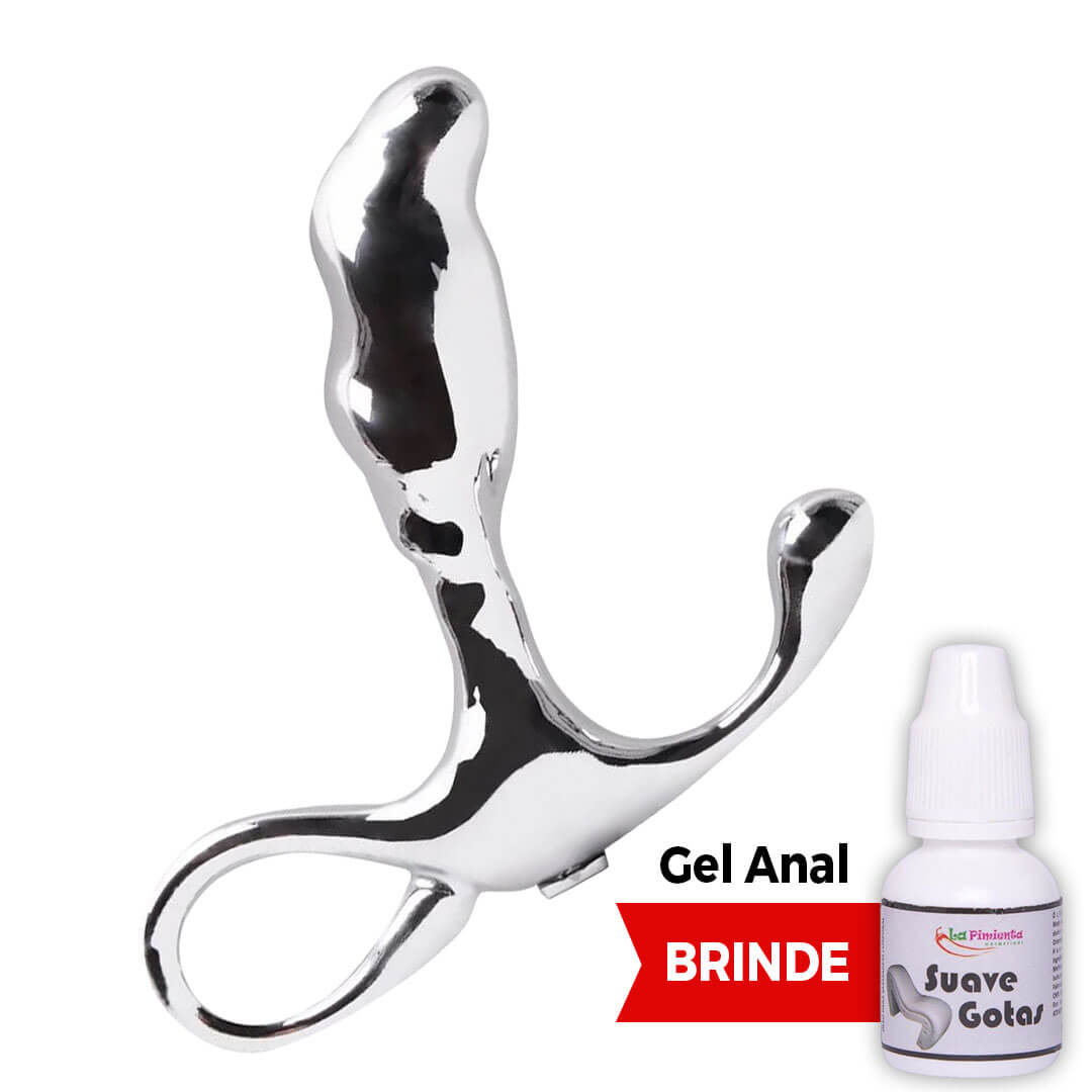 Massageador de Próstata Metal 8cm x 2,3cm Prata