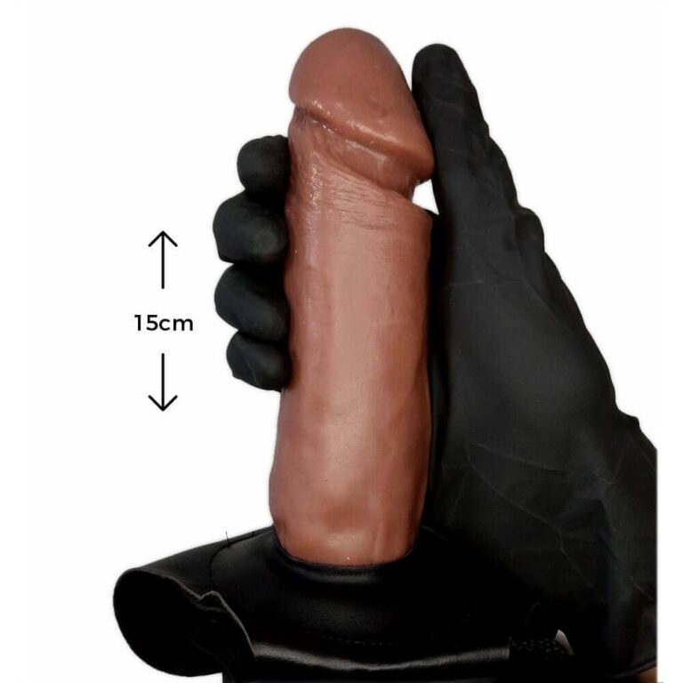 Cinta Peniana Média 15cm x 4cm com Pênis e Vibro Marrom - Imagem 5