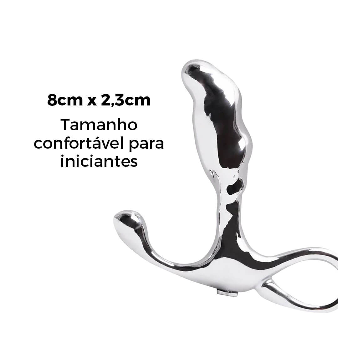 Massageador de Próstata Metal 8cm x 2,3cm Prata - Imagem 5