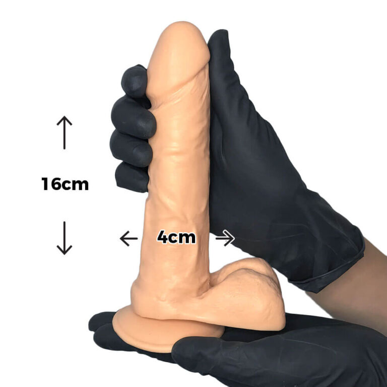 Pênis Médio 16cm x 3,5cm COM EJACULAÇÃO ARTIFICIAL Bege com Escroto - Imagem 3