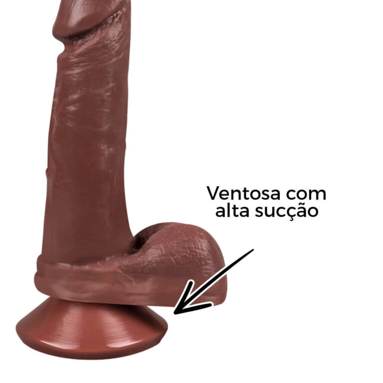 Pênis Médio 17cm x 3,5cm Marrom com Escroto e Ventosa - Imagem 8