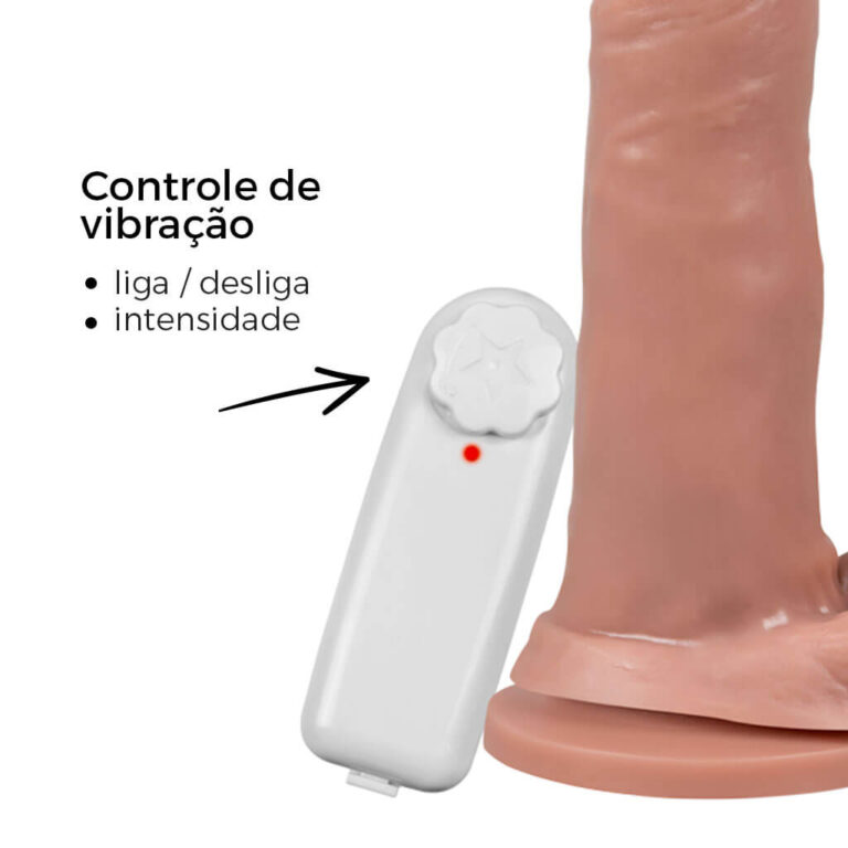 Pênis Médio 17cm x 3,5cm Bege com Escroto, Ventosa e Vibro - Imagem 8