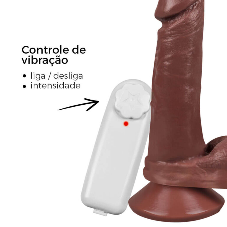 Pênis Médio 17cm x 3,5cm Marrom com Escroto, Ventosa e Vibro - Imagem 8