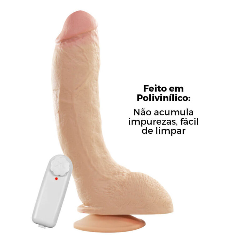 Pênis Grande 20cm x 4,5cm Bege com Ventosa e Vibro - Imagem 11