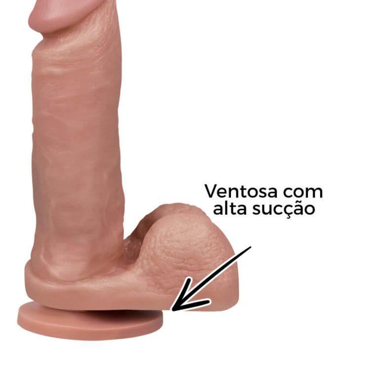 Pênis Grande 18,5cm x 4cm Bege com Escroto e Ventosa - Imagem 8