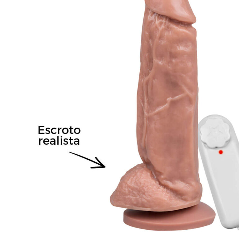 Pênis Grande 18,5cm x 4,5cm Bege com Escroto, Ventosa e Vibro - Imagem 8