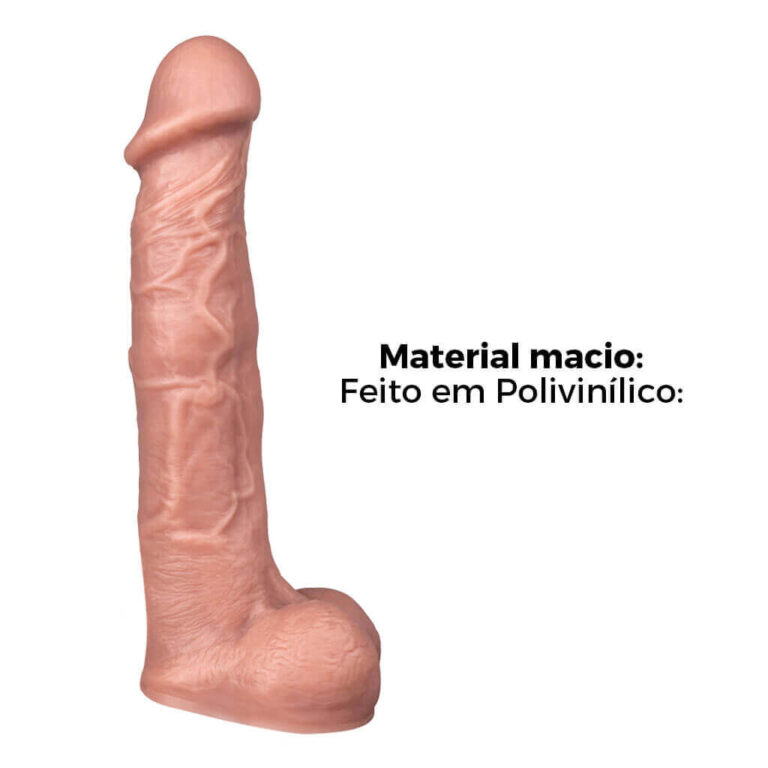 Pênis Grande 21,5cm x 4,5cm Bege com Escroto - Imagem 8
