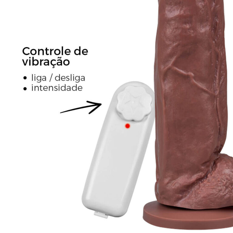 Pênis Grande 18,5cm x 4,5cm Marrom com Escroto, Ventosa e Vibro - Imagem 8