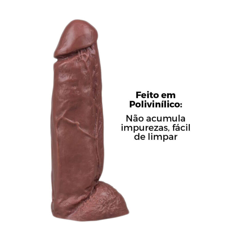 Pênis Grande 18,5cm x 4,5cm Marrom com Escroto - Imagem 8