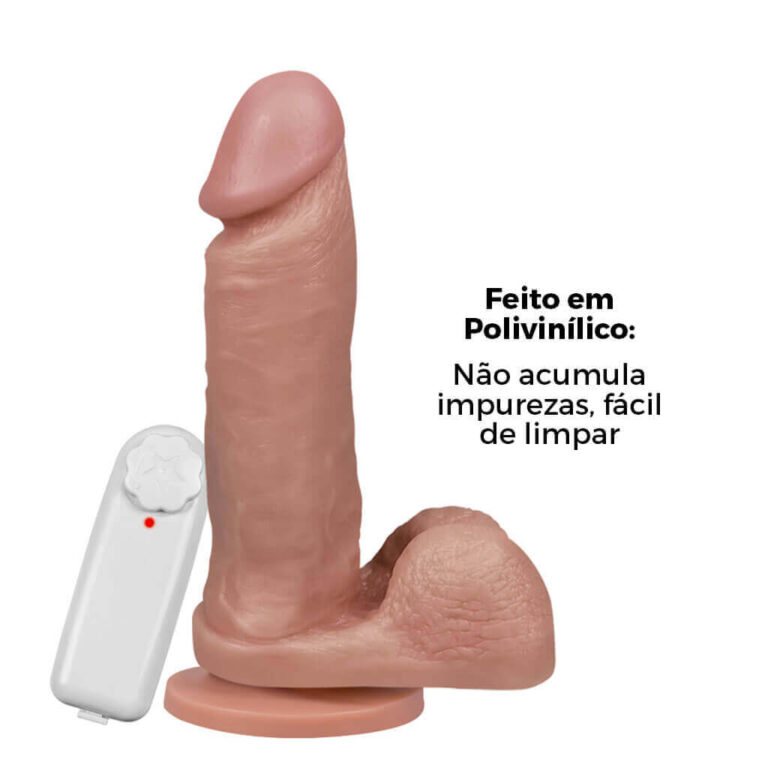 Pênis Grande 18,5cm x 4,5cm Bege com Escroto, Ventosa e Vibro - Imagem 11