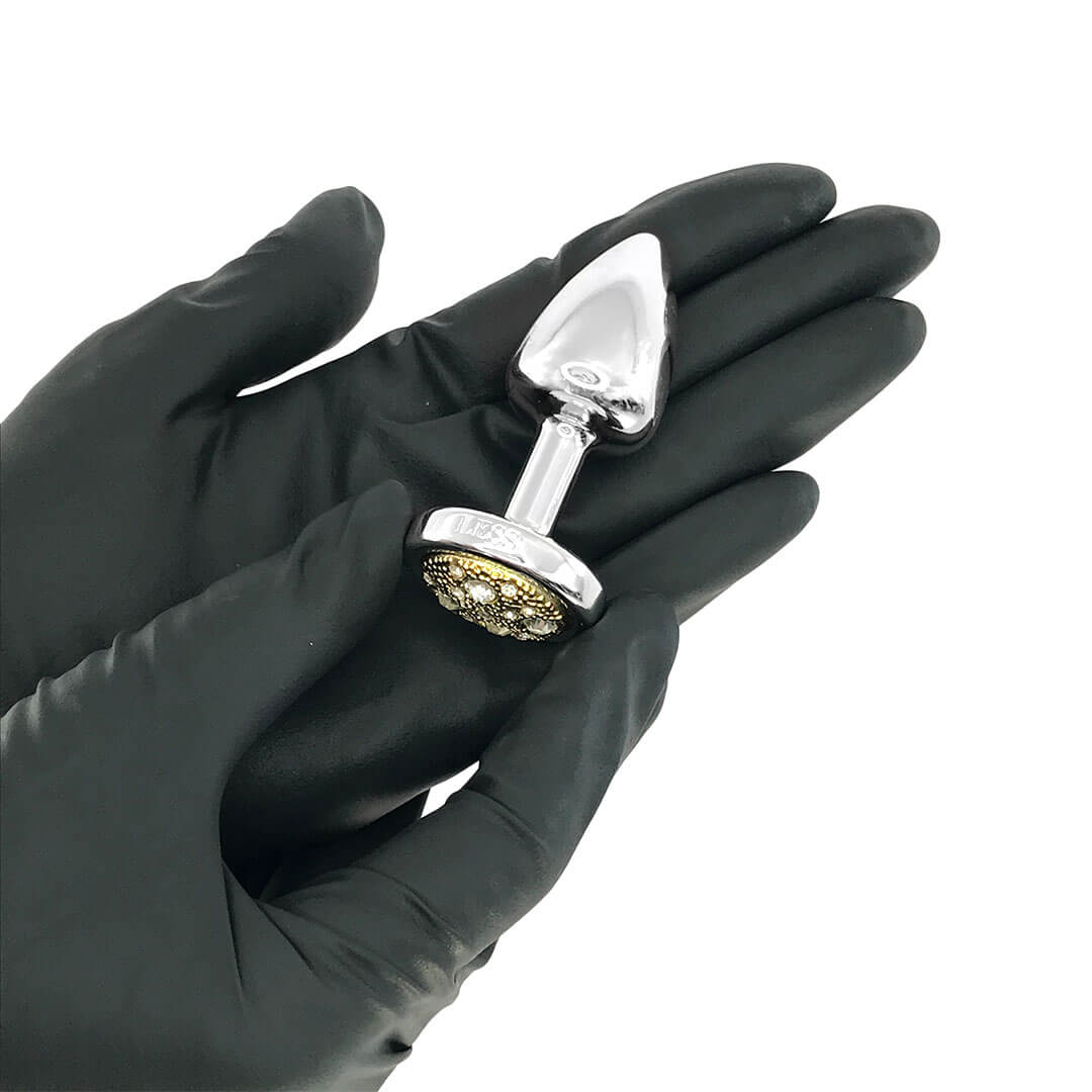 Plug Anal Leve sem Metal Pedra Cravejada Dourada - Pequeno Feito em ABS - Imagem 4