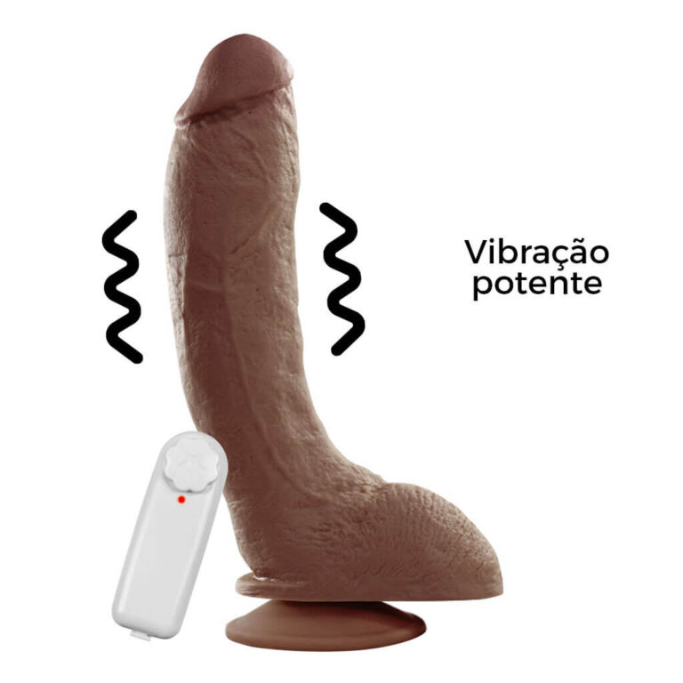 Pênis Grande 20cm x 4,5cm Marrom com Ventosa e Vibro - Imagem 8