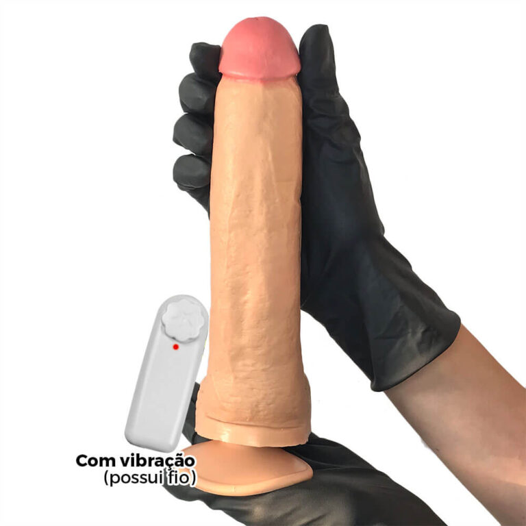 Pênis Grande 20cm x 4,5cm Bege com Ventosa e Vibro - Imagem 5