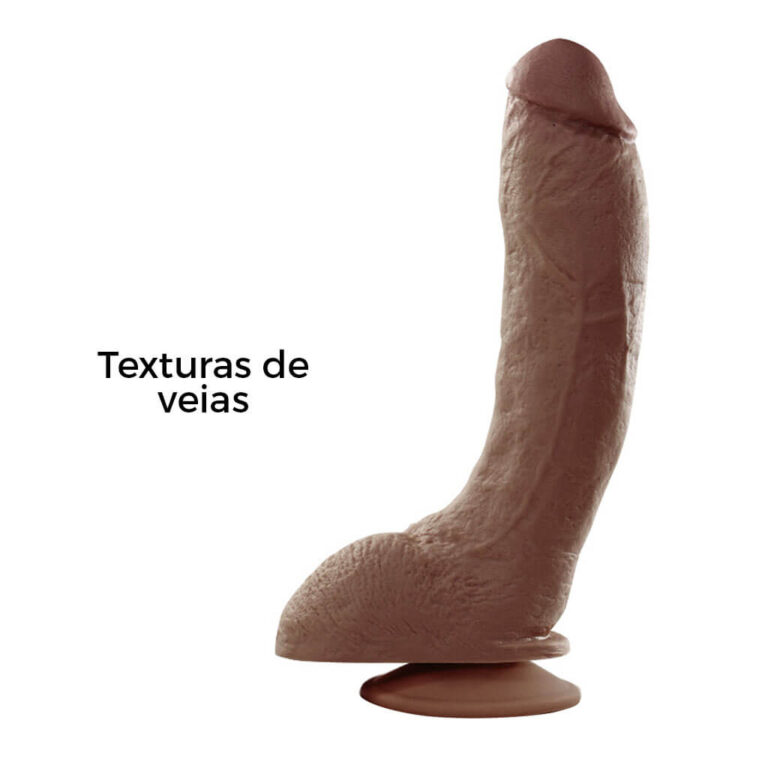 Pênis Grande 20cm x 4,5cm Marrom com Escroto e Ventosa - Imagem 9