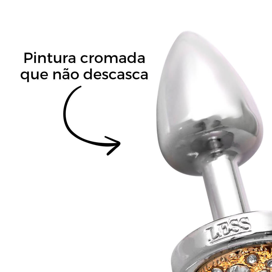 Plug Anal Leve sem Metal Pedra Cravejada Dourada - Pequeno Feito em ABS - Imagem 14