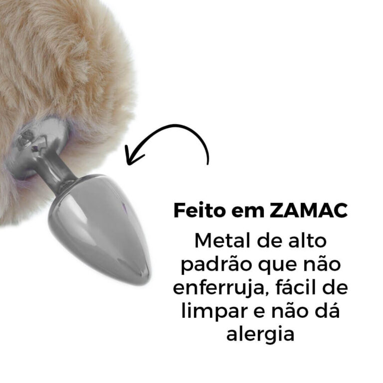 Plug Anal com Pompom de Coelho Bege - Feito em Metal - Imagem 10