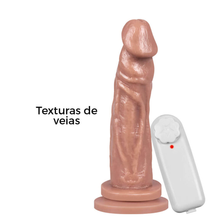 Pênis Médio 16cm x 3,4cm Bege com Ventosa e Vibro - Imagem 9