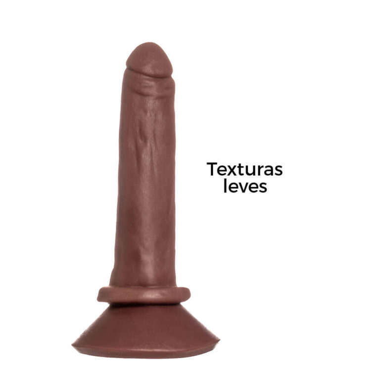 Pênis Pequeno 14cm x 2,5cm Realista Cyberskin Marrom com Ventosa - Imagem 9
