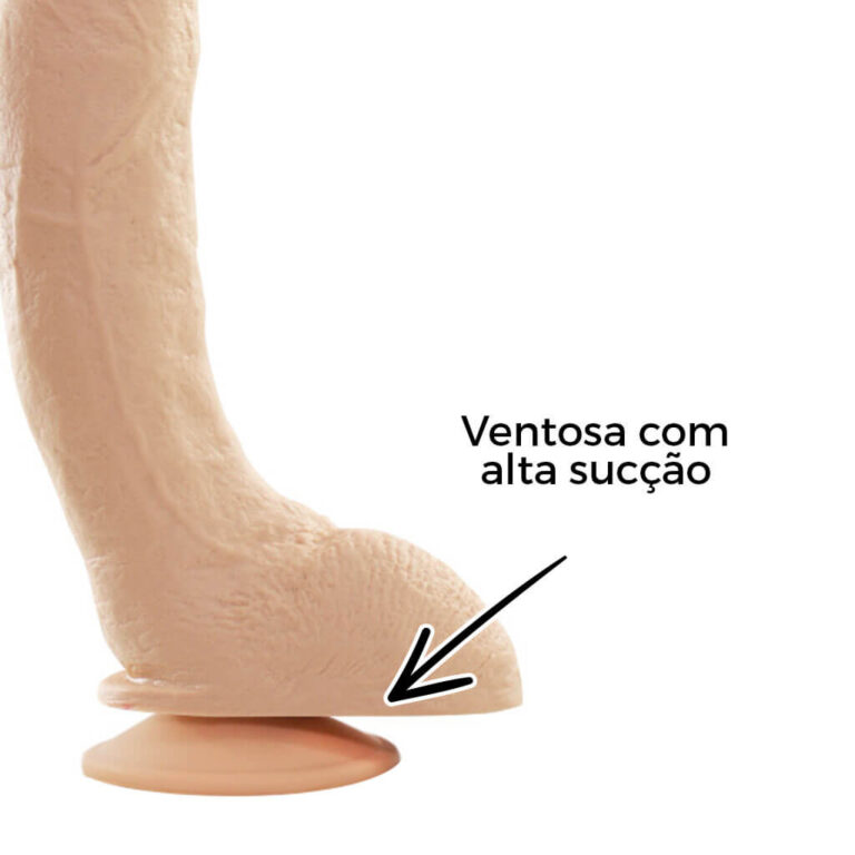 Pênis Grande 20cm x 4,5cm Bege com Escroto e Ventosa - Imagem 8