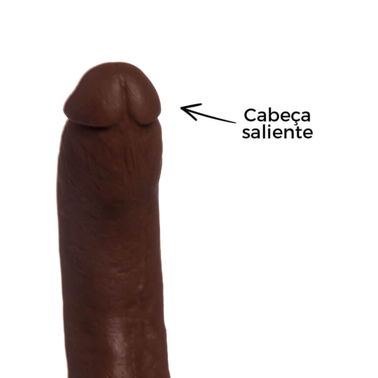Pênis Grande 22cm x 4,5cm Realista Cyberskin Marrom com Ventosa - Imagem 9