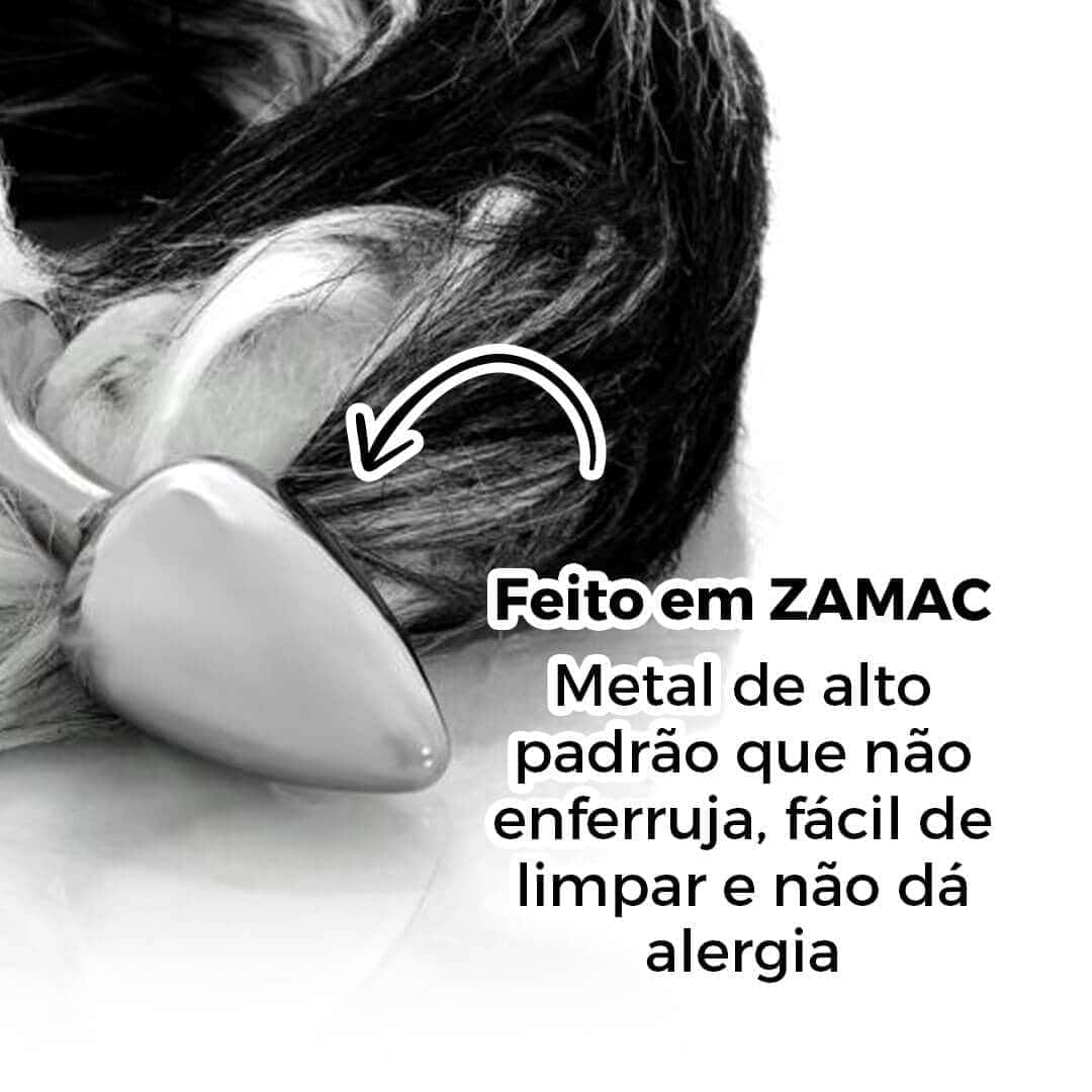 Plug Anal com Rabo Degrade Preto e Branco - Feito em Metal - Imagem 6