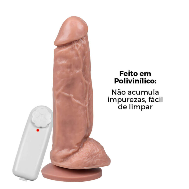 Pênis Grande 18,5cm x 4,5cm Bege com Escroto, Ventosa e Vibro - Imagem 9