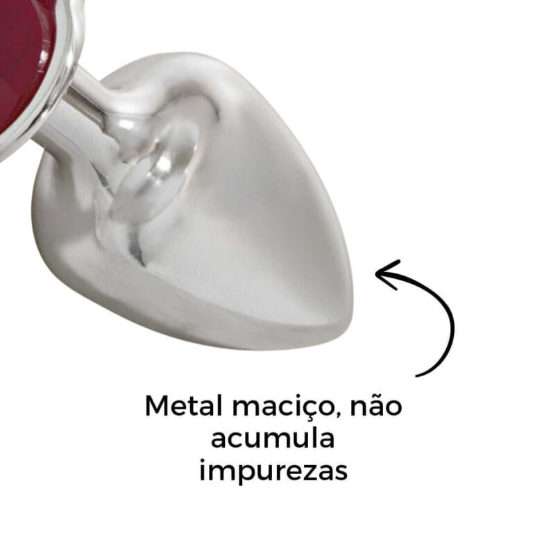 Plug Anal P 6,5cm x 3cm Prata com Pedra de Coração Rosa - Cromado Feito em Metal - Imagem 10