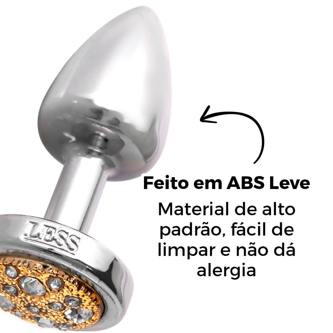 Plug Anal Leve sem Metal Pedra Cravejada Dourada - Pequeno Feito em ABS - Imagem 13