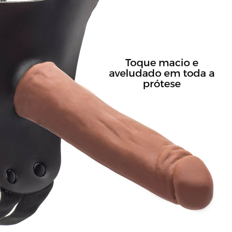 Cinta Peniana Realista Cyberskin 14cm x 2,5cm Marrom - Imagem 9