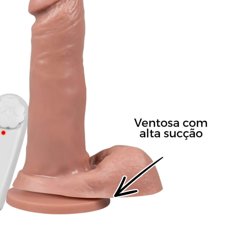 Pênis Médio 17cm x 3,5cm Bege com Escroto, Ventosa e Vibro - Imagem 10
