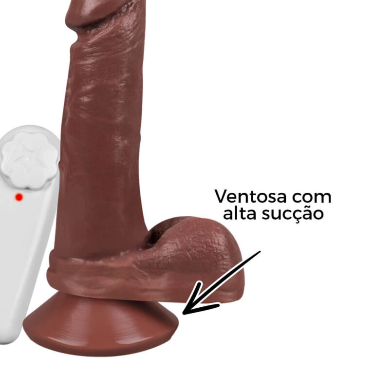Pênis Médio 17cm x 3,5cm Marrom com Escroto, Ventosa e Vibro - Imagem 10