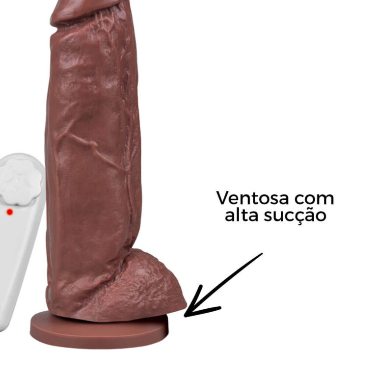 Pênis Grande 18,5cm x 4,5cm Marrom com Escroto, Ventosa e Vibro - Imagem 10