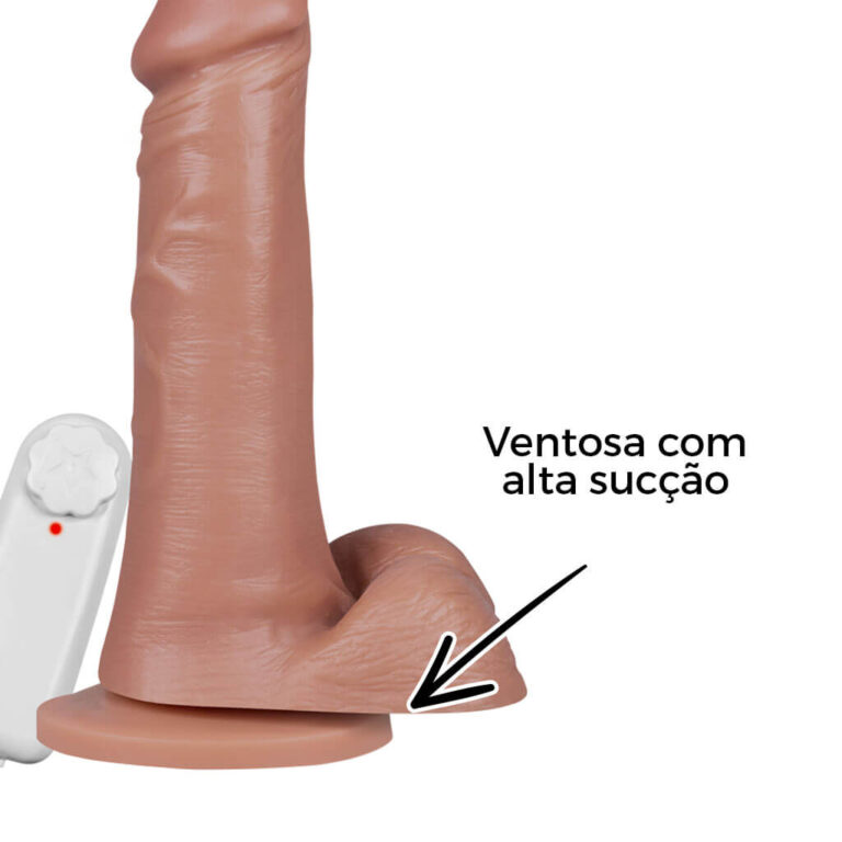 Pênis Grande 18,5cm x 4cm Bege com Escroto, Ventosa e Vibro - Imagem 10