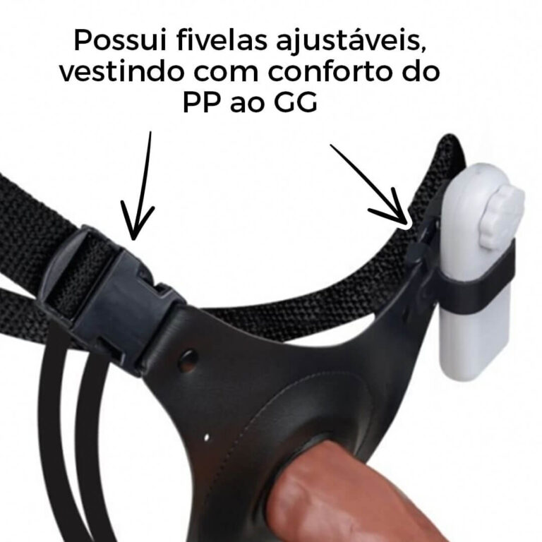 Cinta Peniana Média 15cm x 4cm com Pênis e Vibro Marrom - Imagem 9