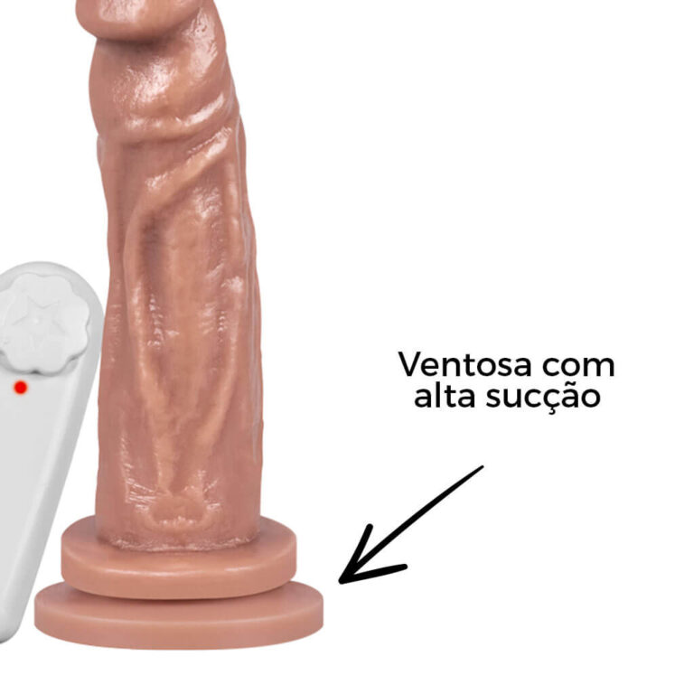 Pênis Médio 16cm x 3,4cm Bege com Ventosa e Vibro - Imagem 11