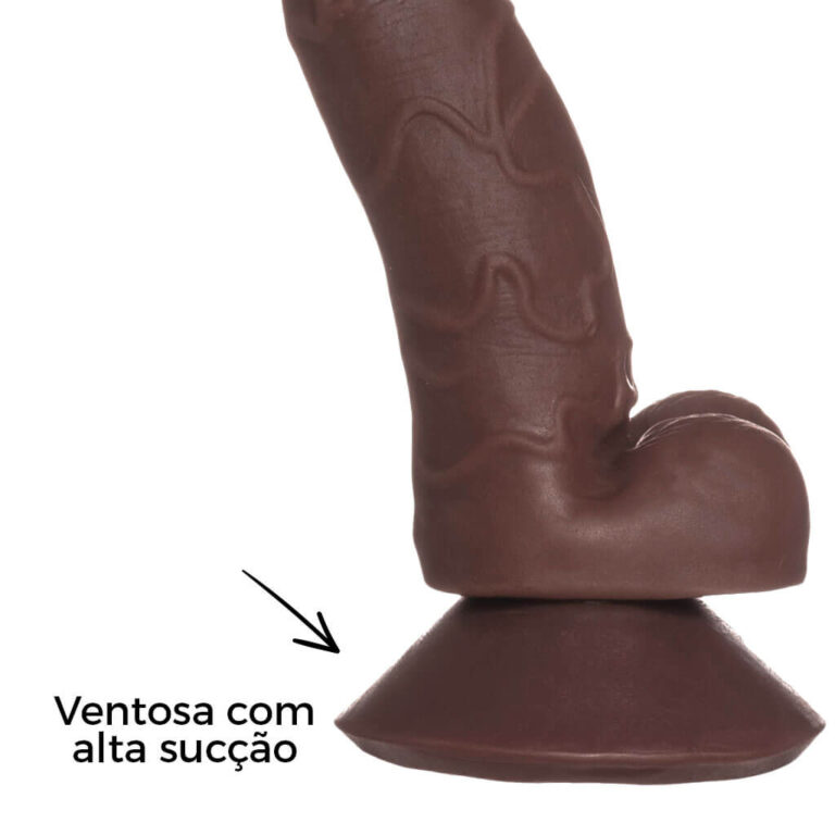 Pênis Pequeno 15cm x 3cm Realista Cyberskin Marrom com Ventosa e Escroto - Imagem 10