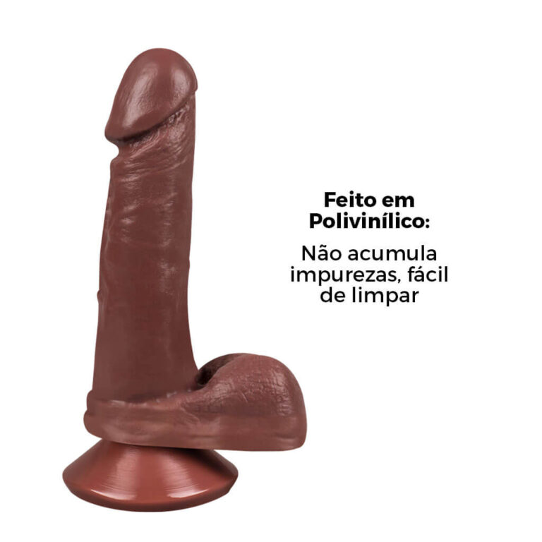 Pênis Médio 17cm x 3,5cm Marrom com Escroto e Ventosa - Imagem 11